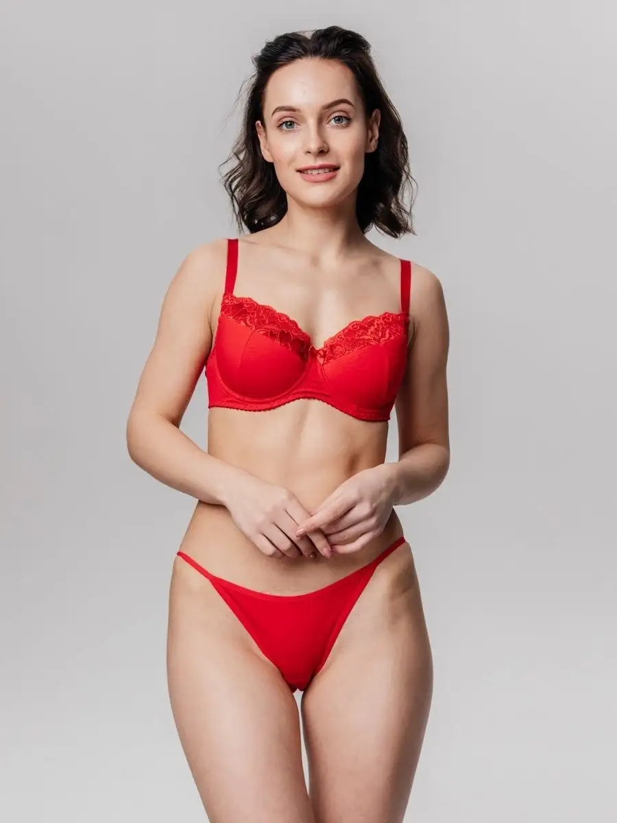 Трусы хлопок танга базовые трикотажные красный