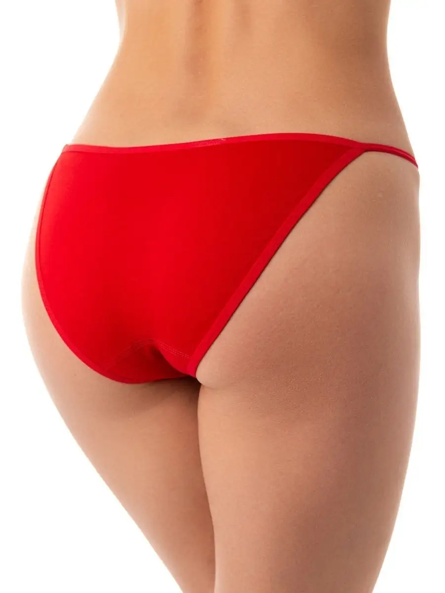 Трусы хлопок танга базовые трикотажные красный