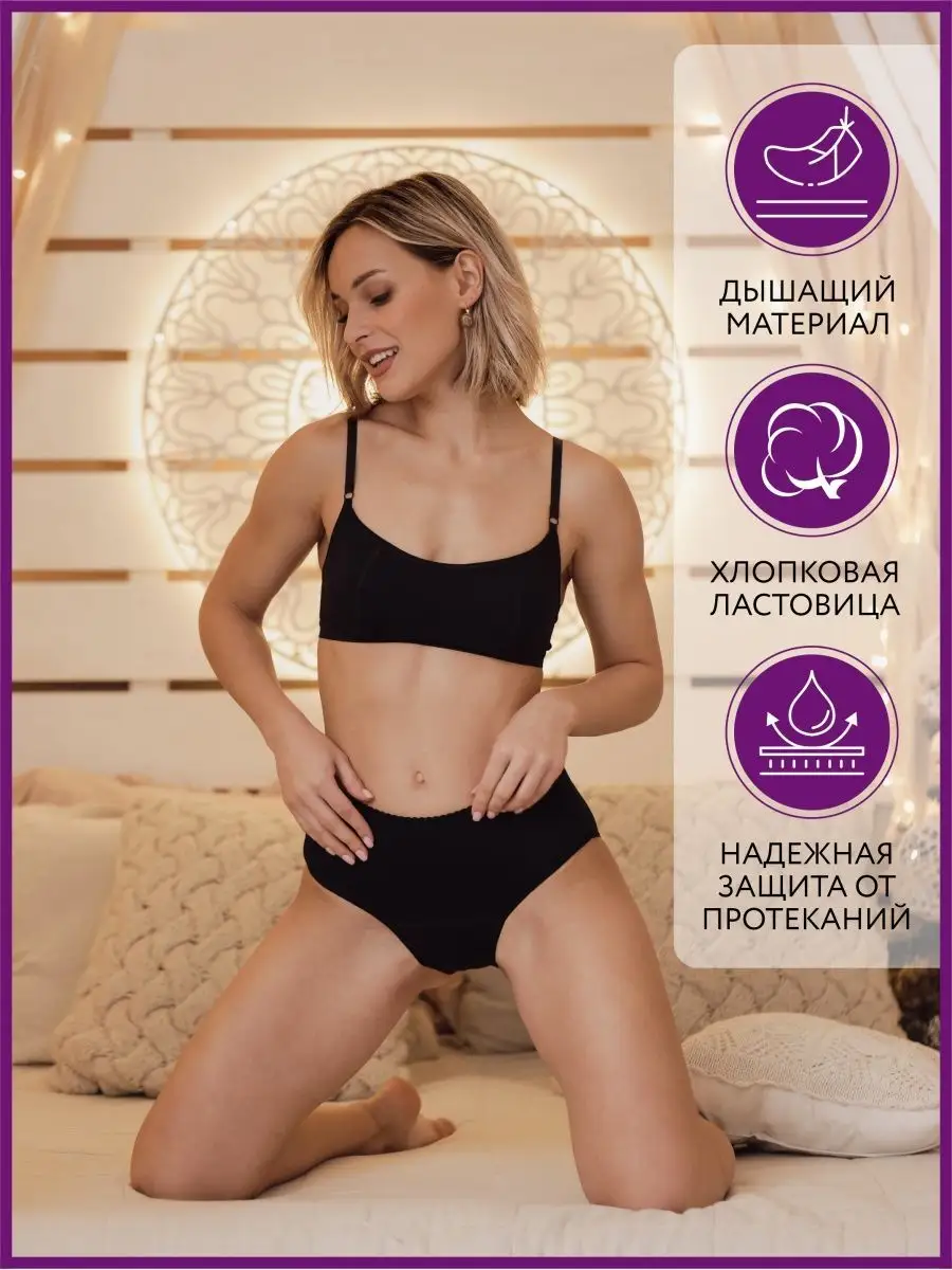 Трусы для месячных многоразовые черный