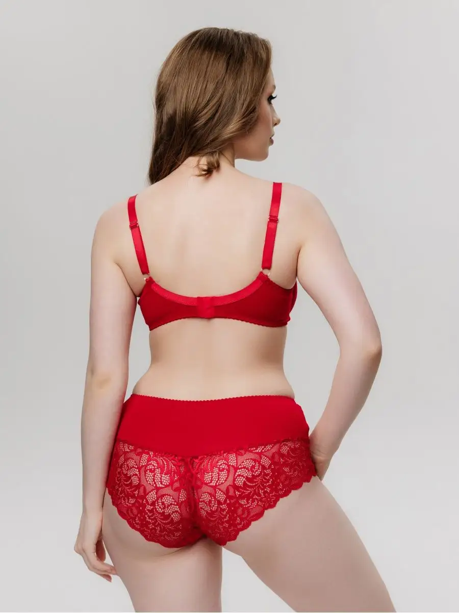 Трусы кружевные большие размеры хлопок красный