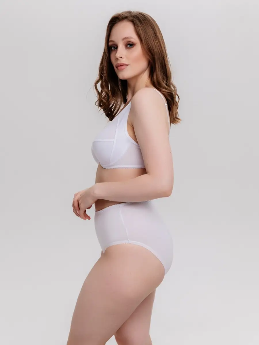 Трусы слипы высокие хлопковые большие размеры белый