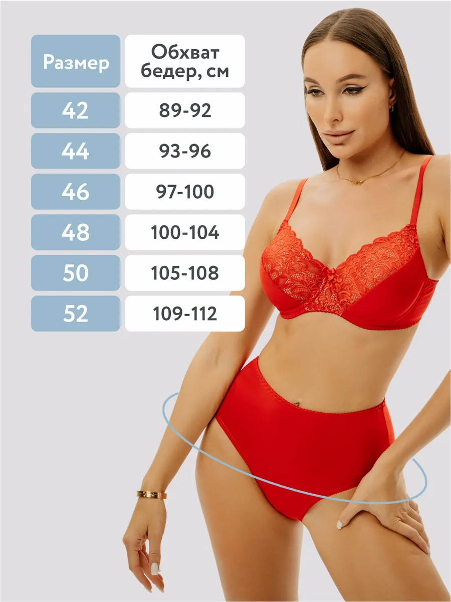 Трусы с высокой посадкой хлопковые слипы красный