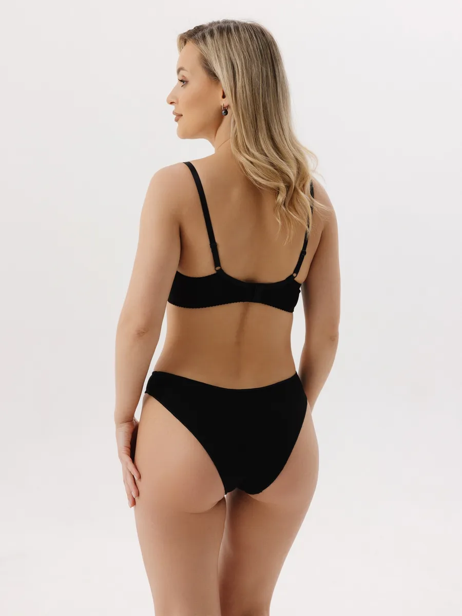 Трусы слипы однотонные средняя посадка хлопок черный