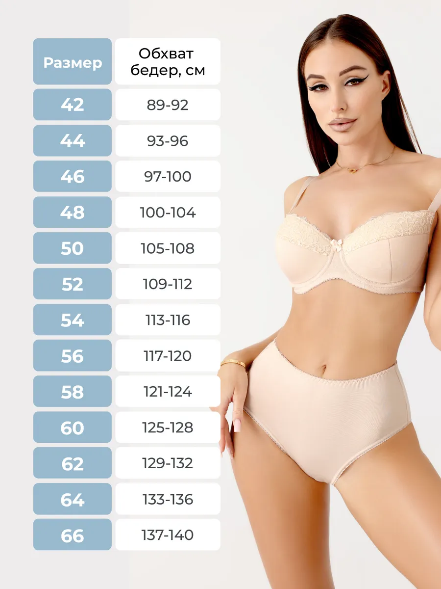 Трусы с высокой посадкой базовые слипы бежевый