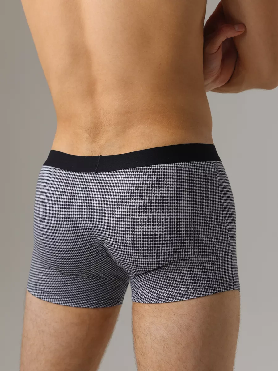 Боксеры в спортивном стиле на широкой резинке черный/белый/клетка