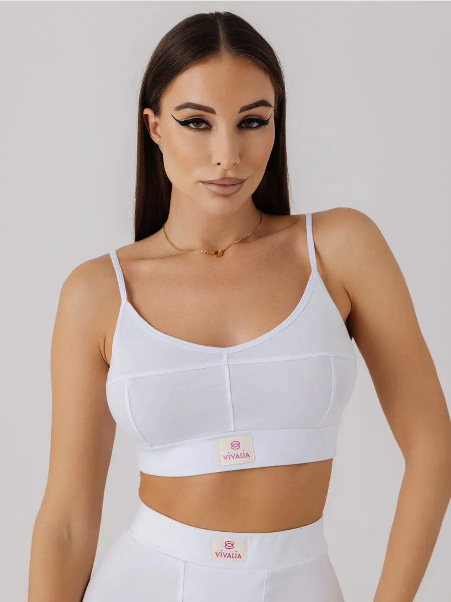 Бюстгальтер топ мягкий спортивный хлопок белый