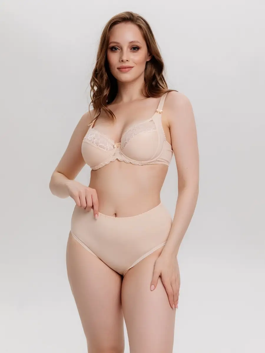 Трусы слипы высокие хлопковые большие размеры бежевый