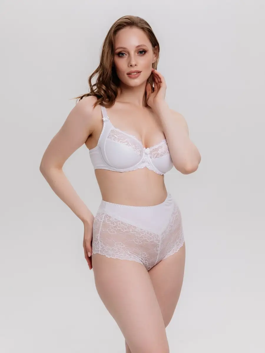 Трусы высокие кружевные слипы большие размеры белый