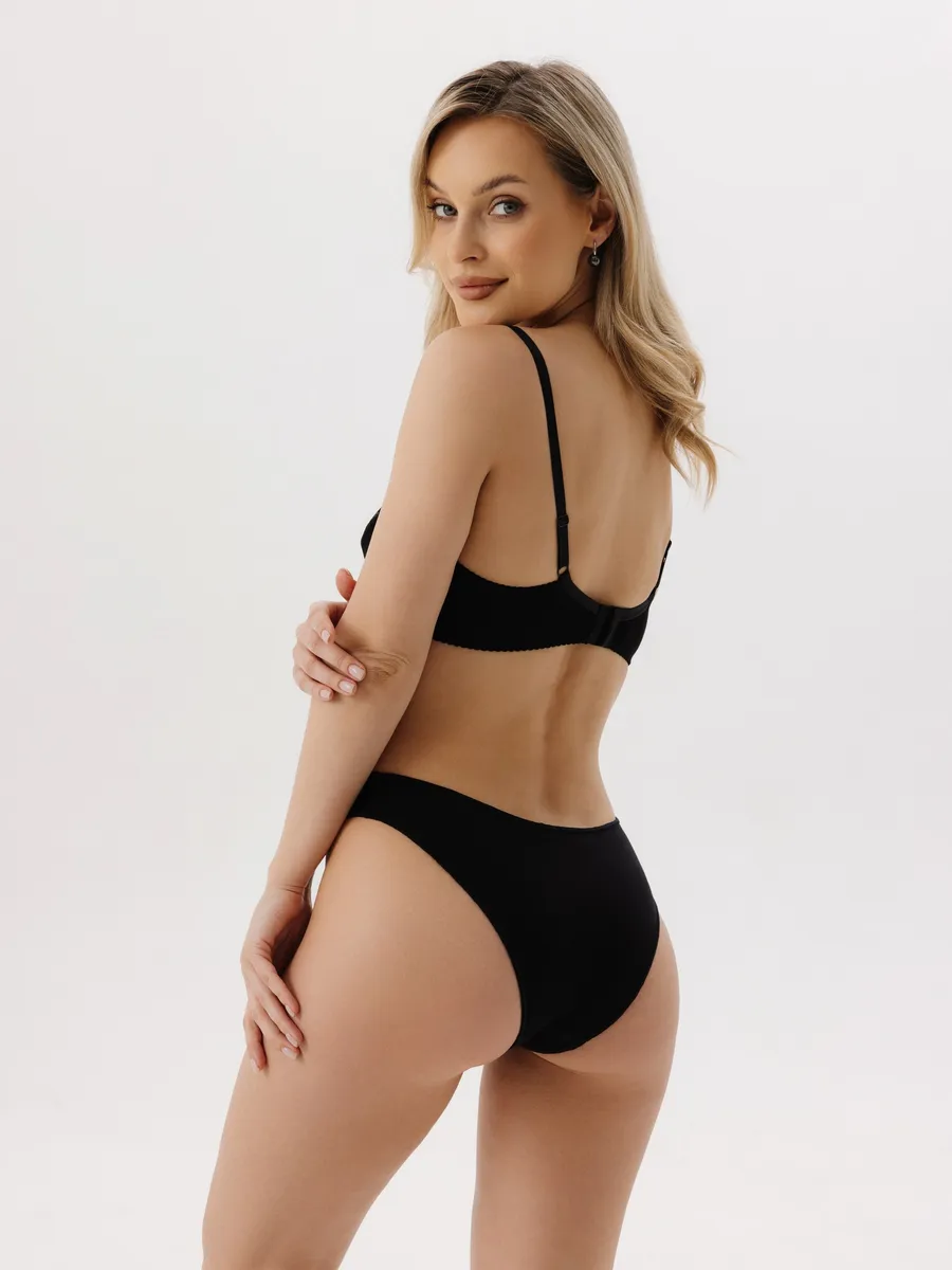 Трусы набор 3 шт слипы хлопковые однотонные черный