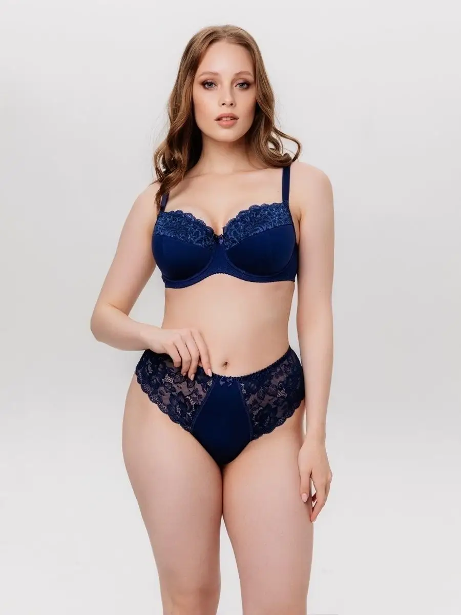 Набор трусов стринги бразильяна большие размеры сливовый/синий/красный