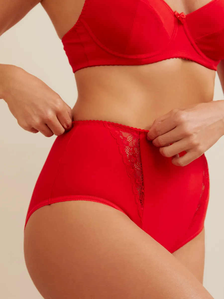 Трусы с высокой посадкой хлопковые слипы красный