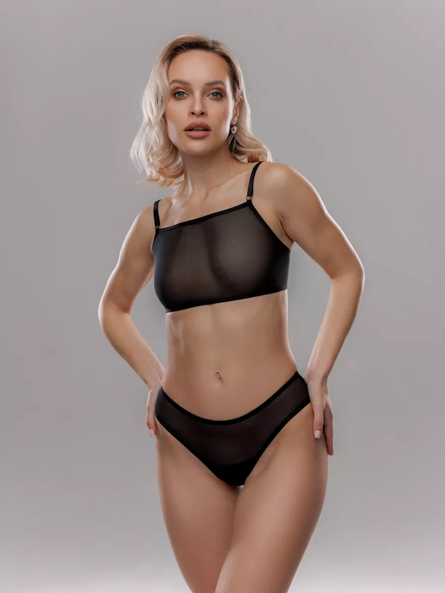 Прозрачные трусики из сетки черный