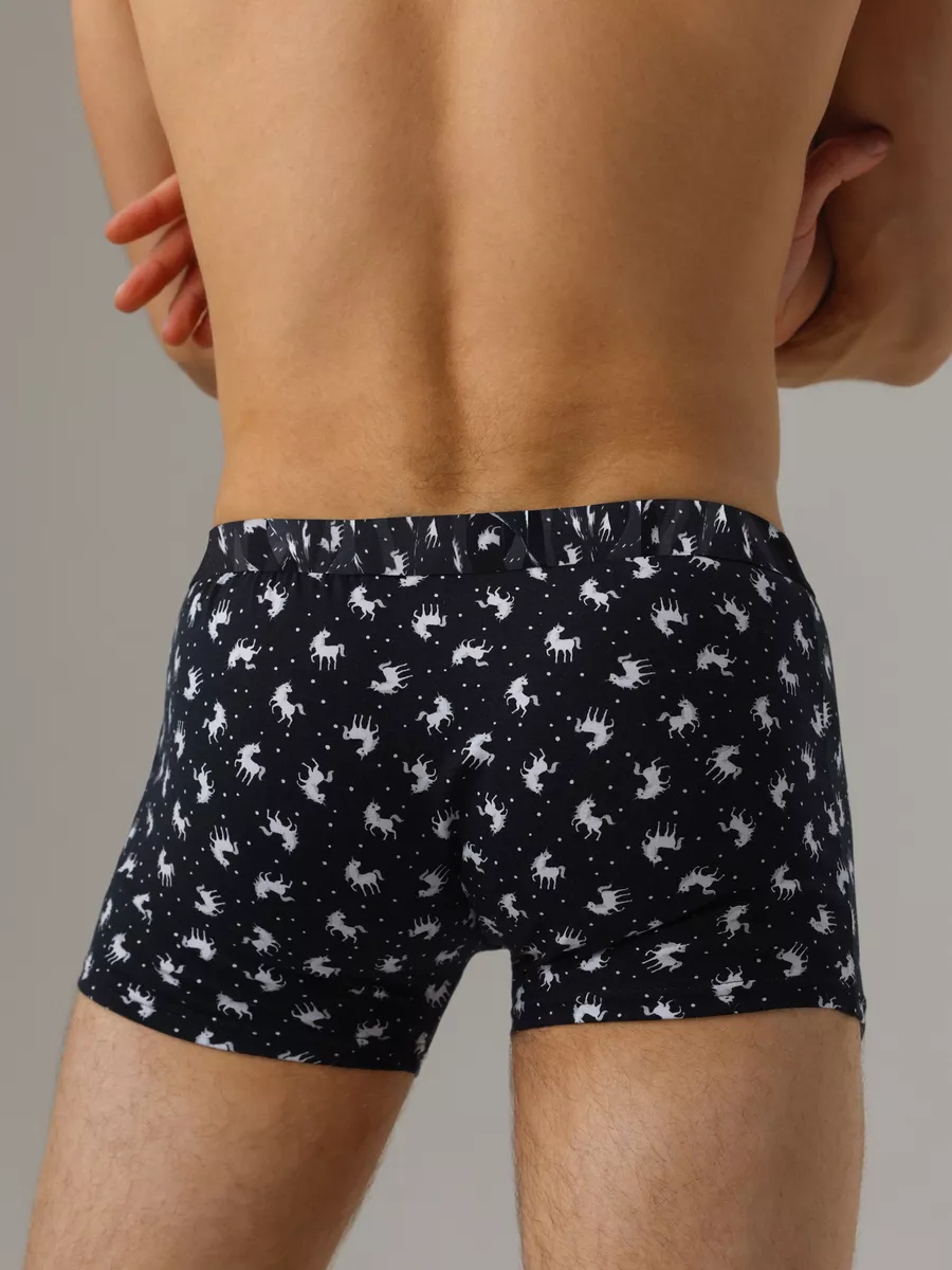 Боксеры хлопковые черный/белый/принт