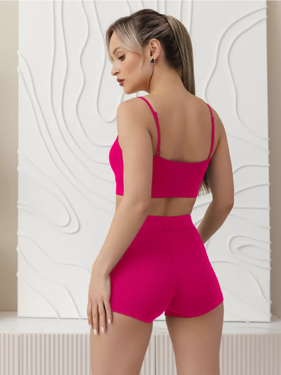 Трусы шорты с высокой посадкой боксеры хлопок фуксия