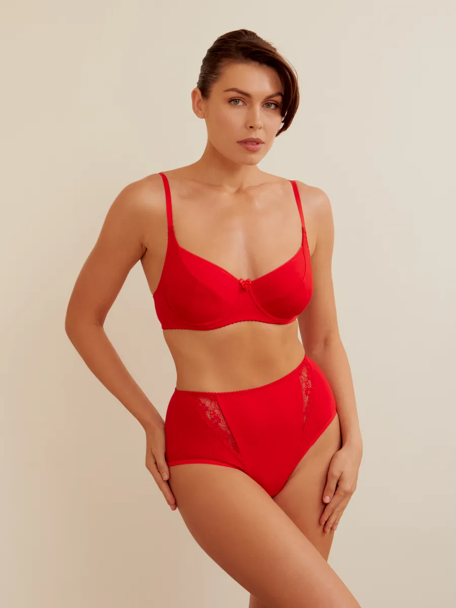 Трусы с высокой посадкой хлопковые слипы красный