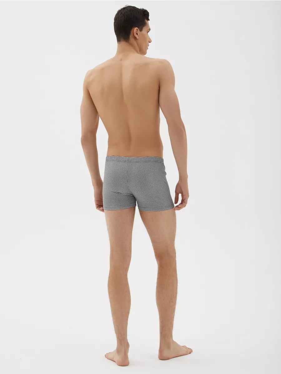 Боксеры хлопковые с принтом черный/белый/клетка