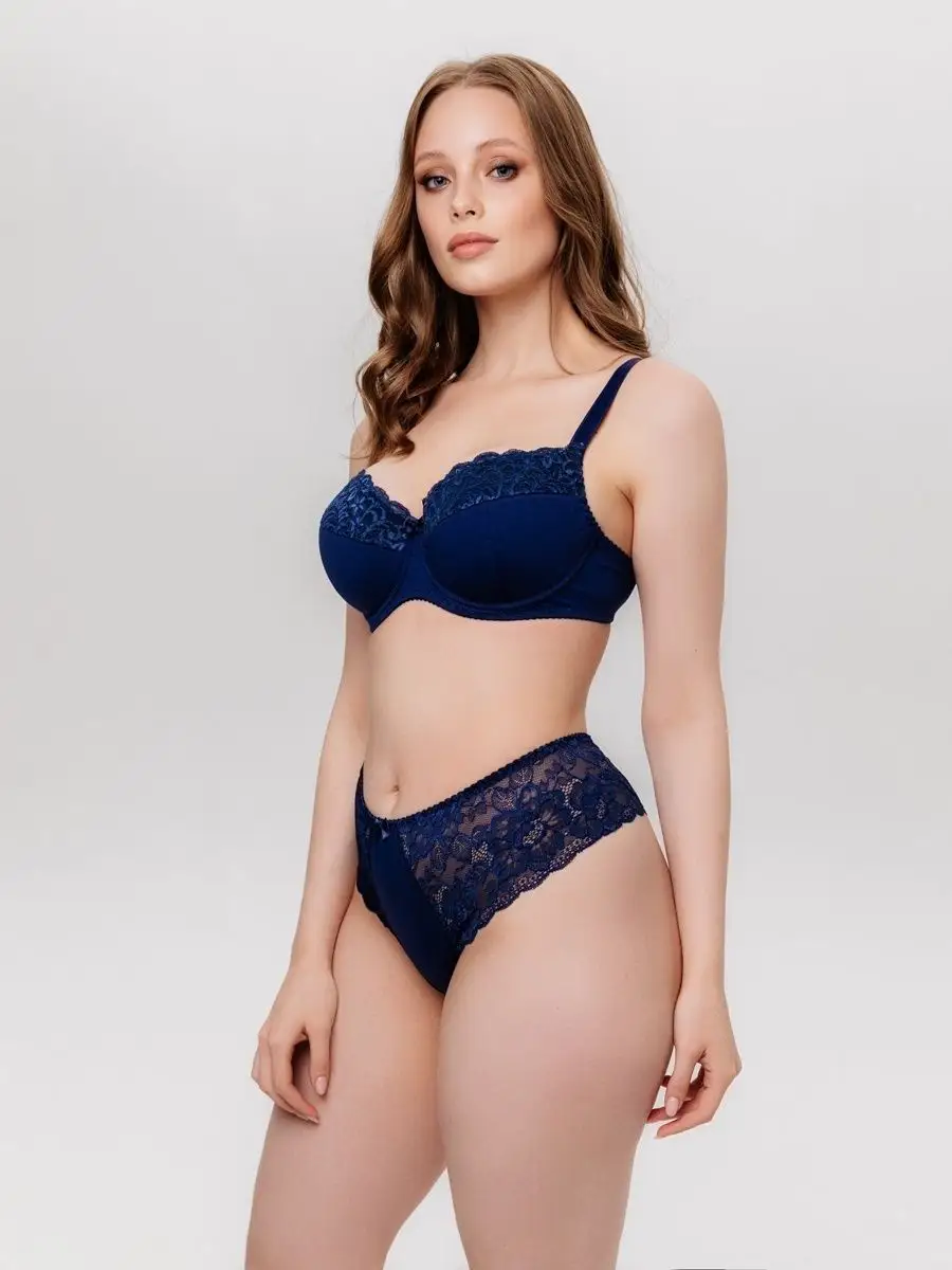 Стринги бразильяна большие размеры синий