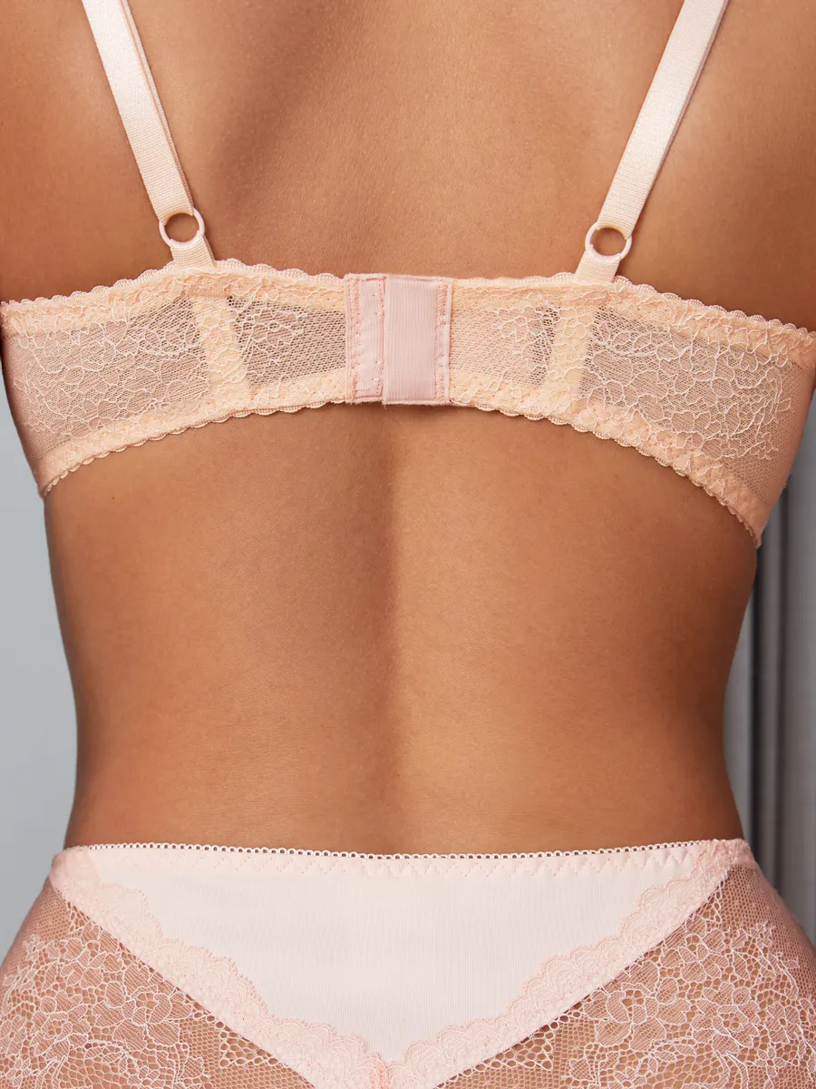 Бюстгальтер кружевной бралетт на косточках абрикосовый