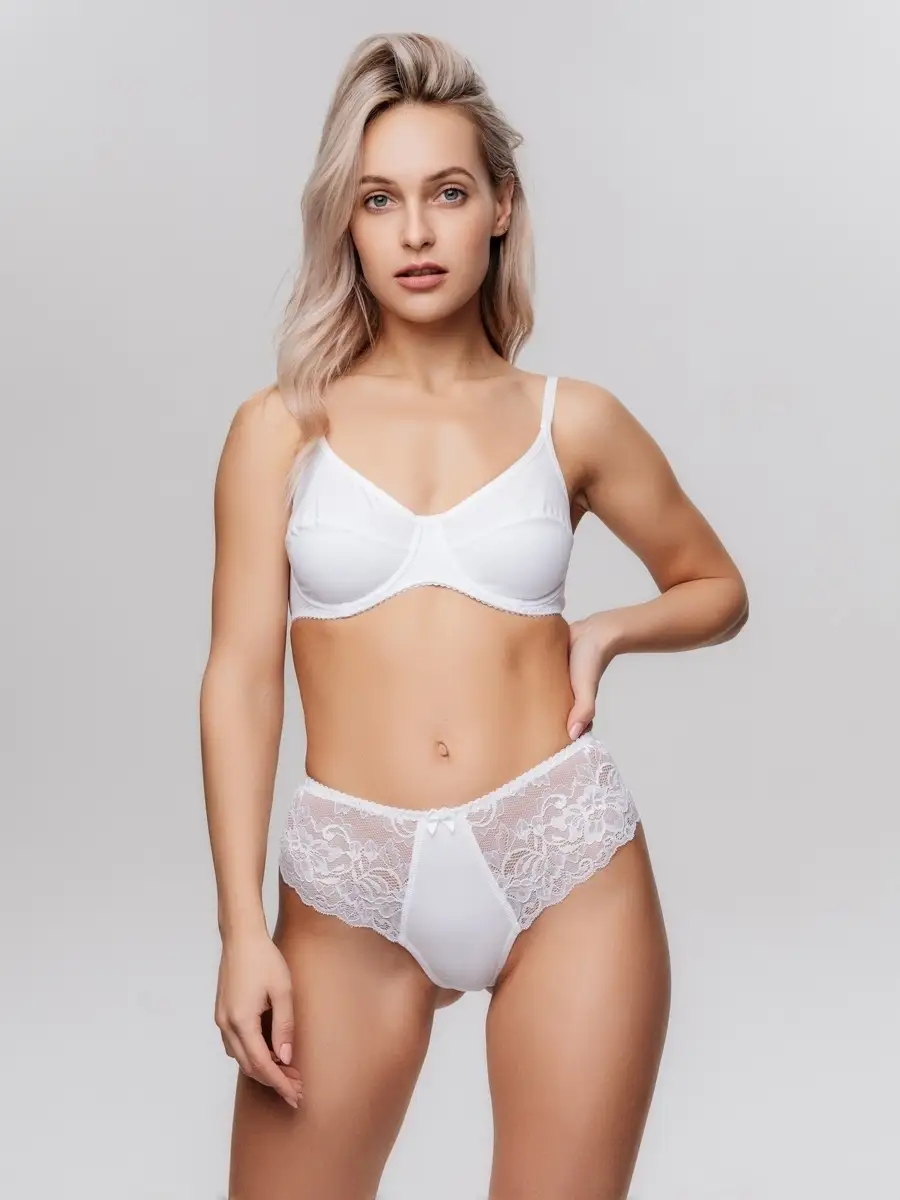 Трусы набор кружевные стринги 2 шт белый/белый