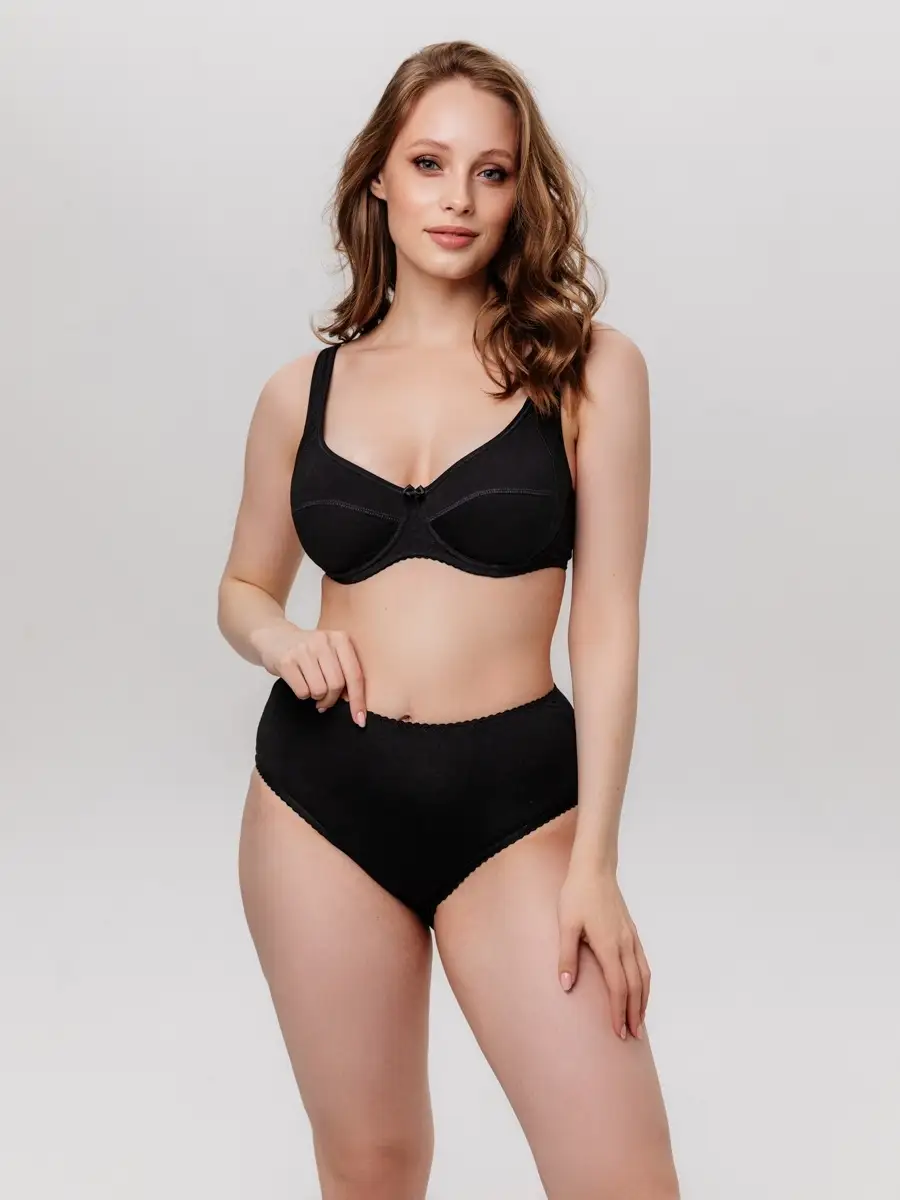 Трусы слипы высокие хлопковые большие размеры черный