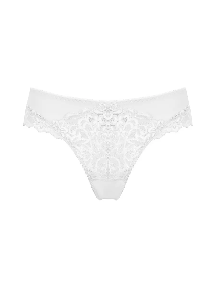 Кружевные трусы бразильяна - элегантный новогодний подарок белый