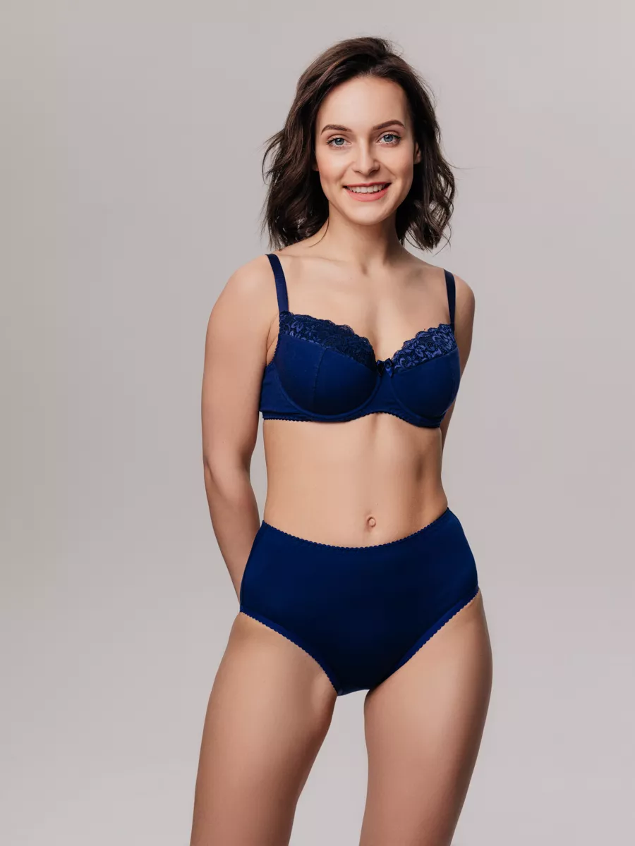 Трусы набор с высокой посадкой хлопковые 3 шт сливовый/синий/красный