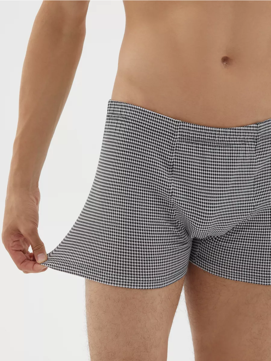 Боксеры хлопковые с принтом черный/белый/клетка