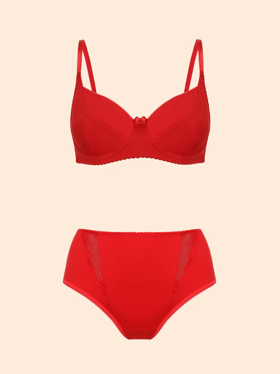 Трусы с высокой посадкой хлопковые слипы красный