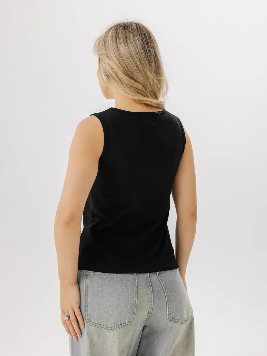 Майка базовая на широких бретельках под пиджак черный