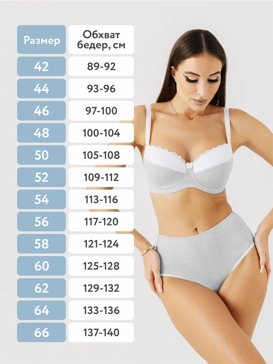 Трусы с высокой посадкой хлопковые слипы серыймеланж