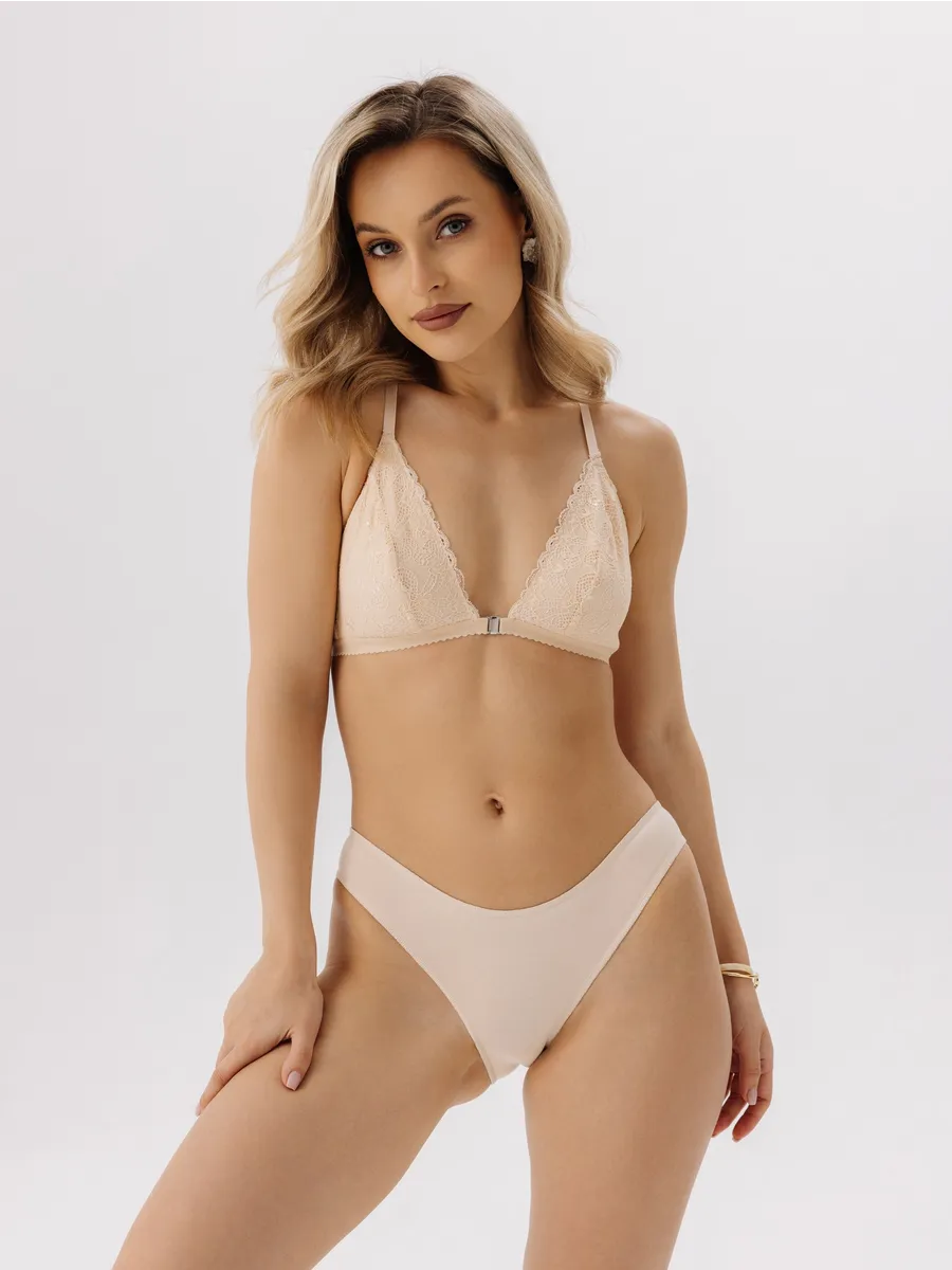 Трусы слипы однотонные средняя посадка хлопок бежевый