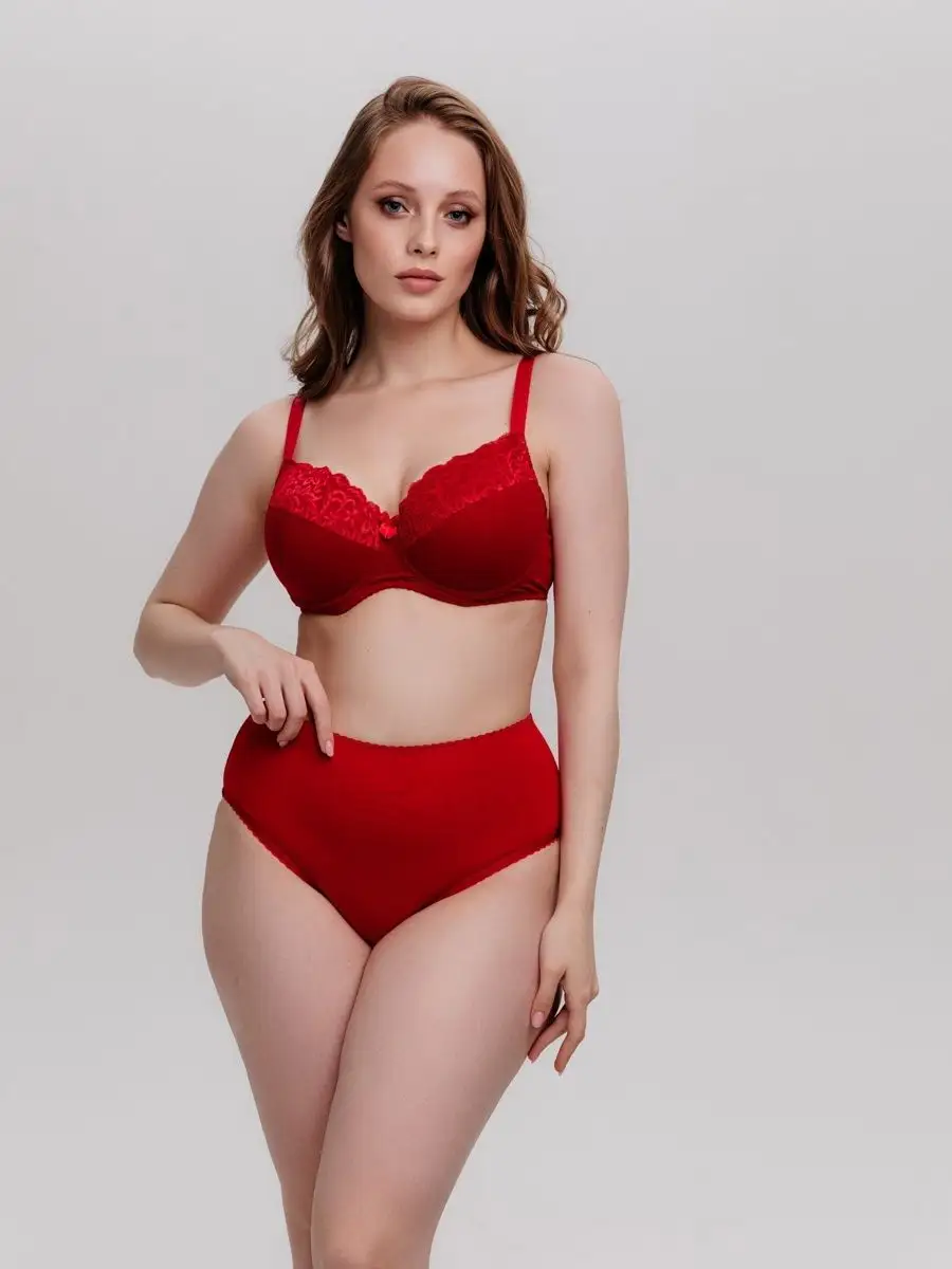 Набор комплект базовых трусов большие размеры сливовый/синий/красный