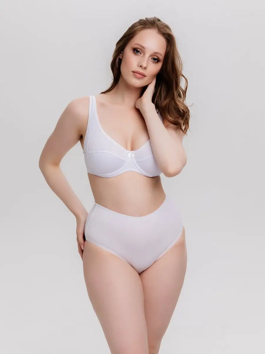 Трусы слипы высокие хлопковые большие размеры белый