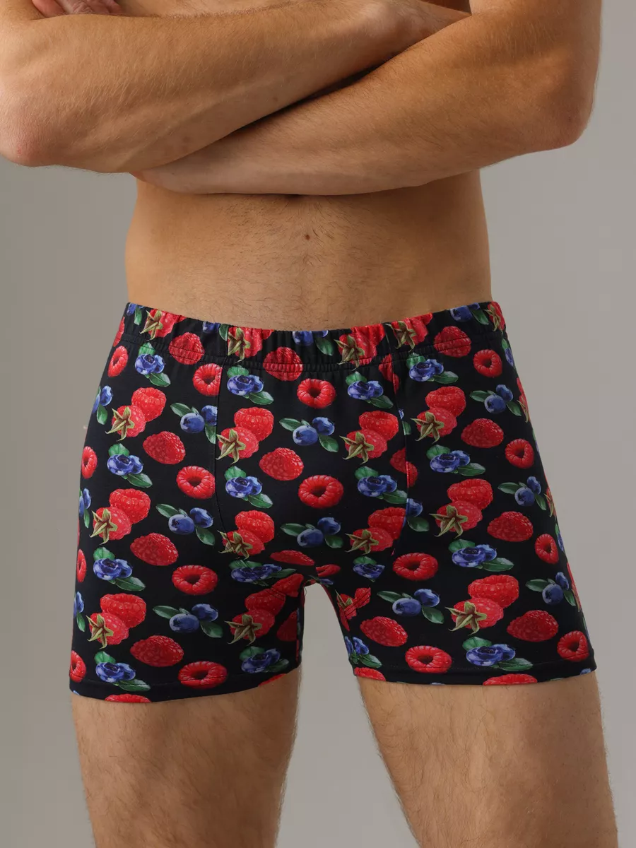 Боксеры хлопковые с принтом черный/красный