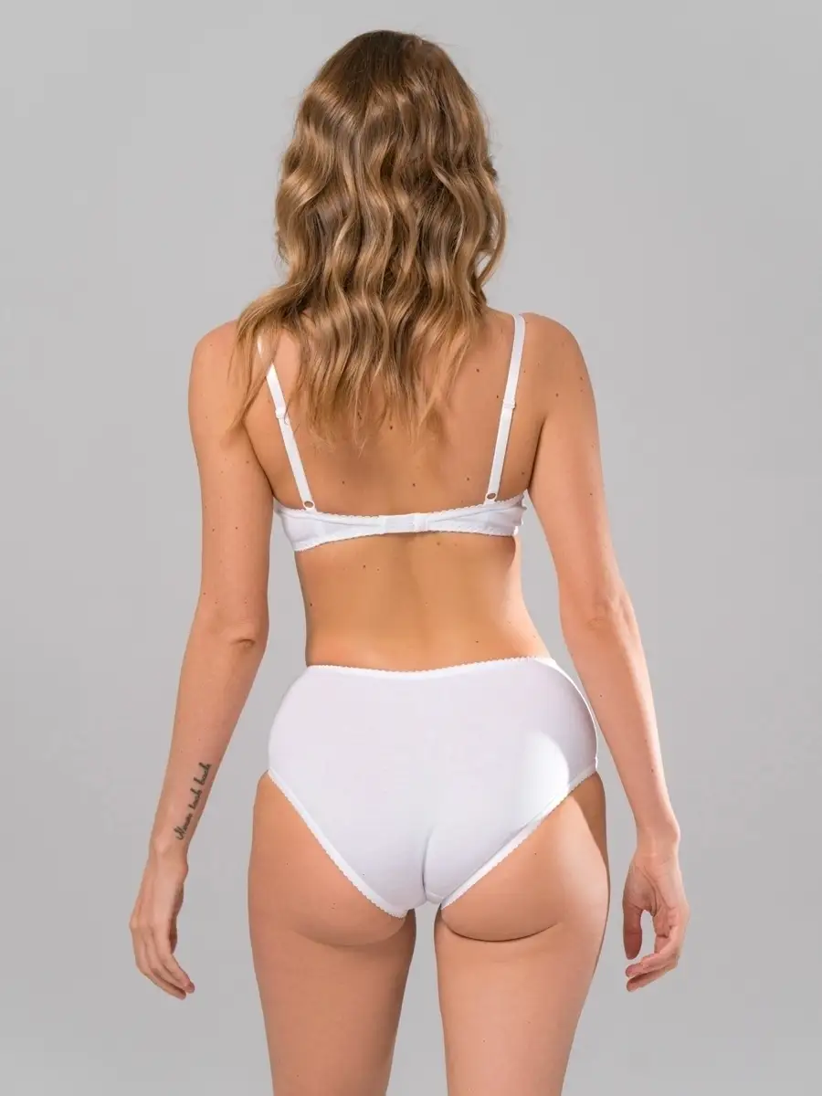 Трусы набор с высокой посадкой хлопковые 3 шт черный/белый/бежевый