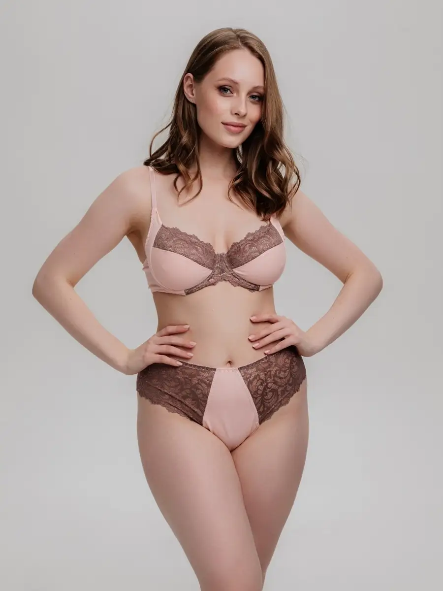 Стринги бразильяна большие размеры коричневый/персиковый