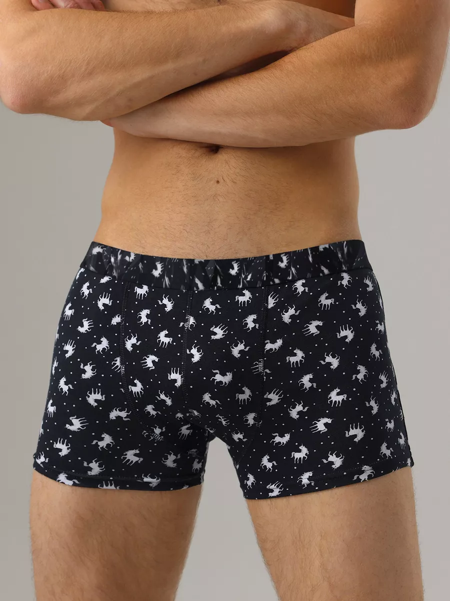 Боксеры хлопковые черный/белый/принт