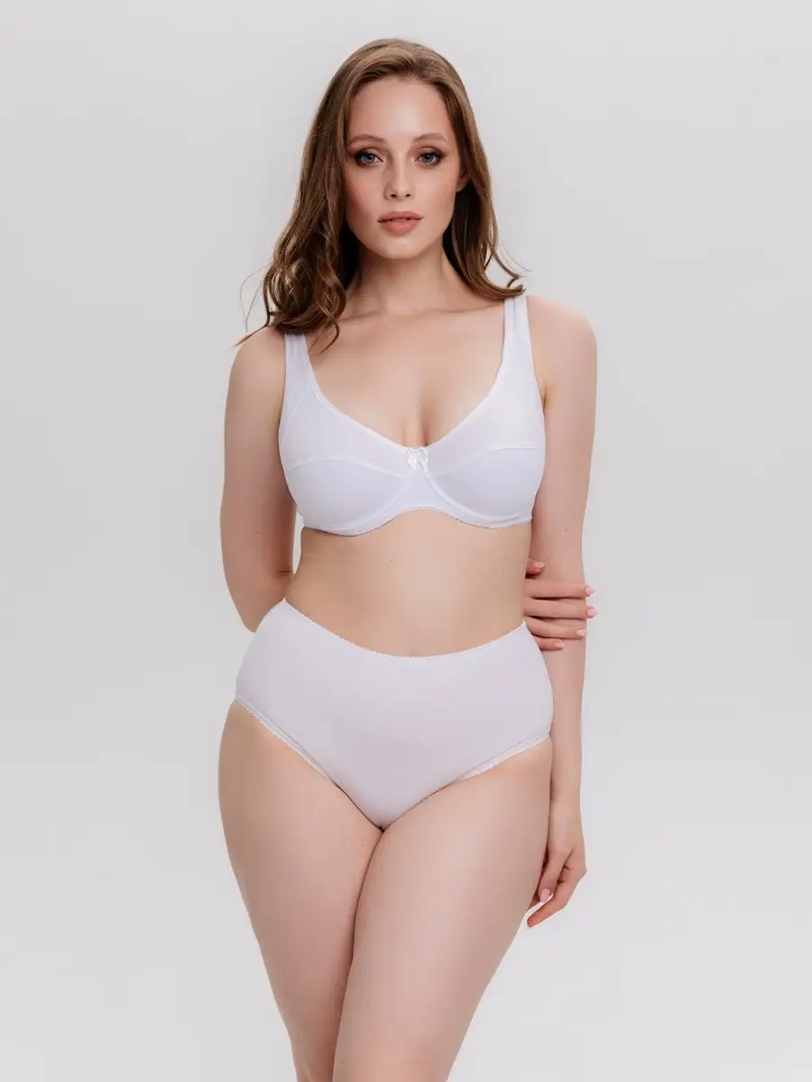 Трусы слипы высокие хлопковые большие размеры белый