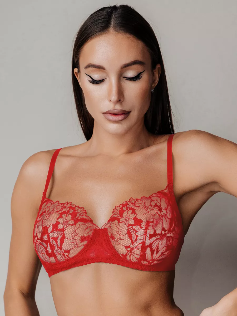Бюстгальтер из кружева красный