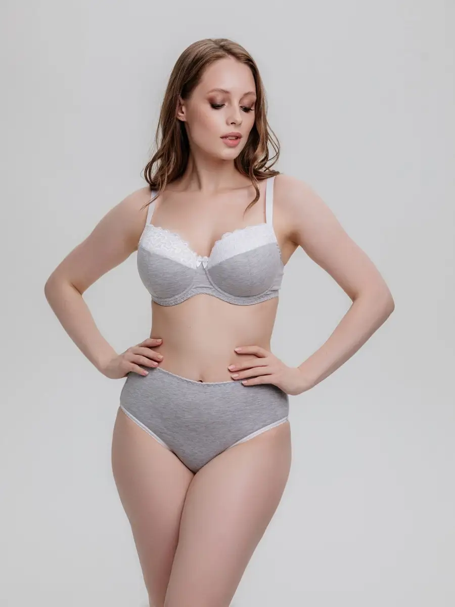 Трусы слипы высокие хлопковые большие размеры серыймеланж