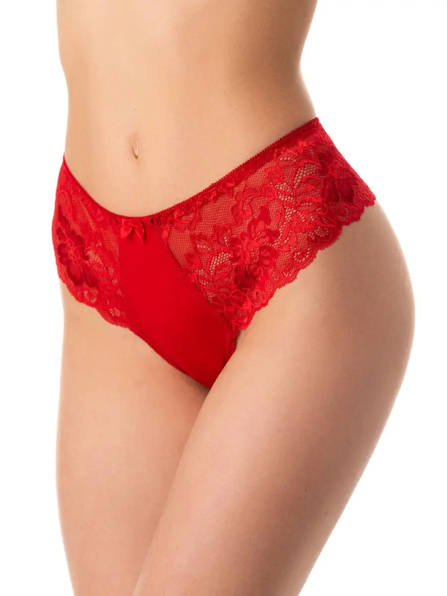 Кружевные стринги трусы набор 2 шт красный/красный