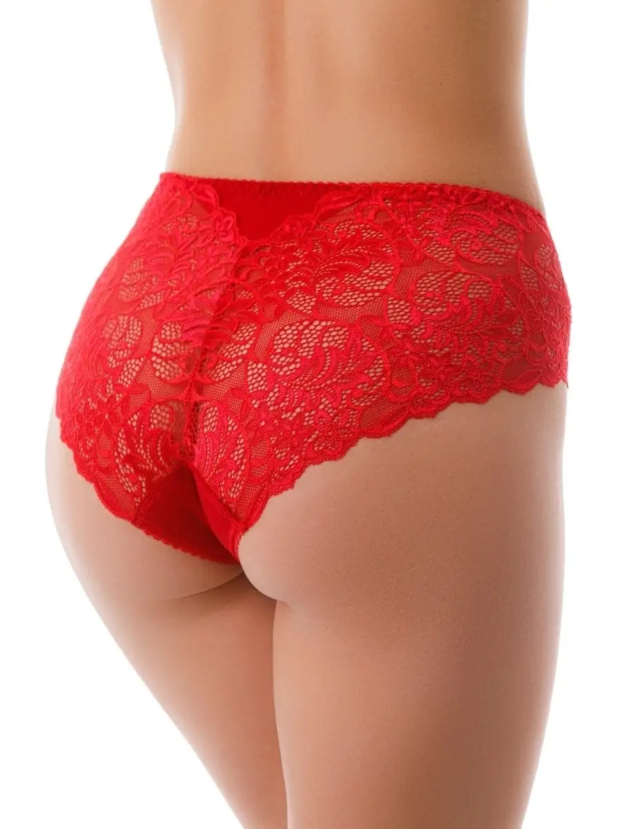 Трусы кружевные хлопковые слипы качественные красный
