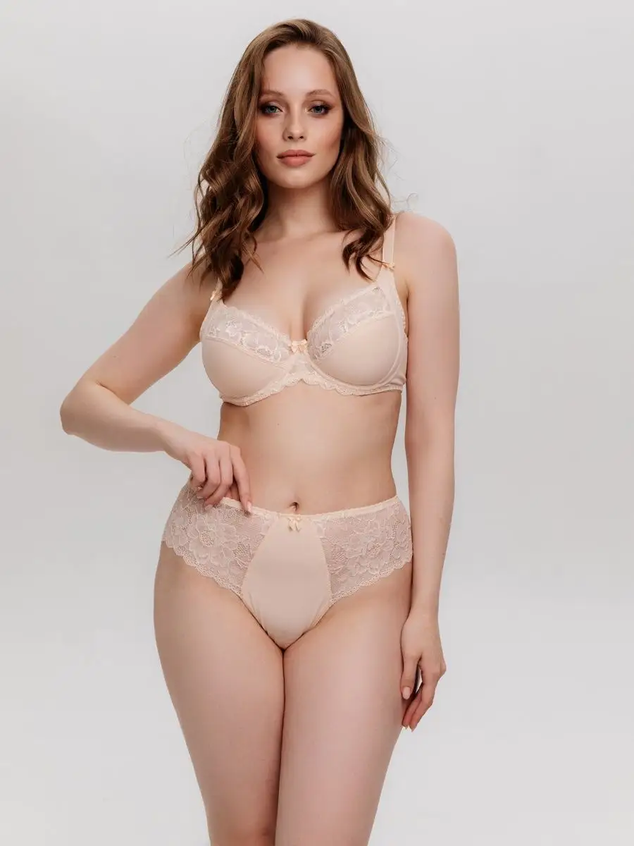 Стринги бразильяна большие размеры бежевый