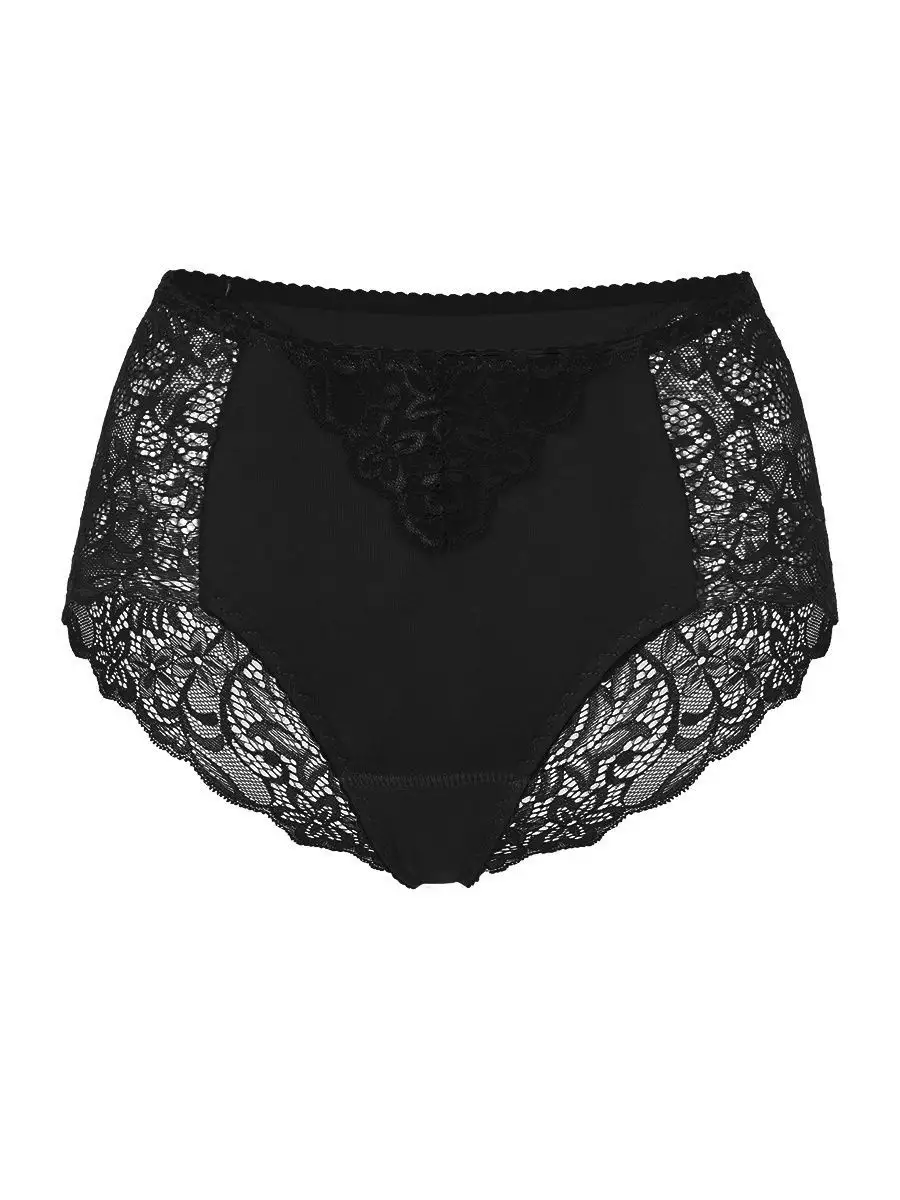 Набор трусы слипы комплект высокие большие размеры черный/черный/черный/черный