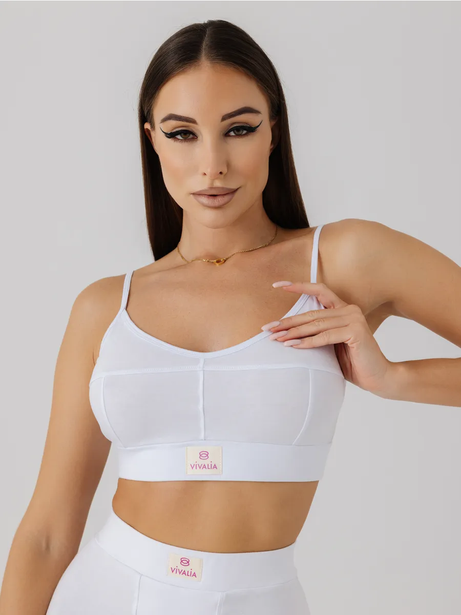 Бюстгальтер топ мягкий спортивный хлопок белый