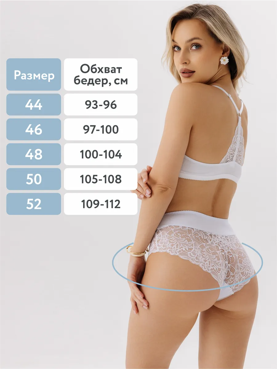 Трусы с высокой посадкой кружевные слипы хлопок белый