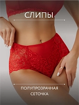 Кружевные трусы сексуальные с сеткой прозрачные красный красный
